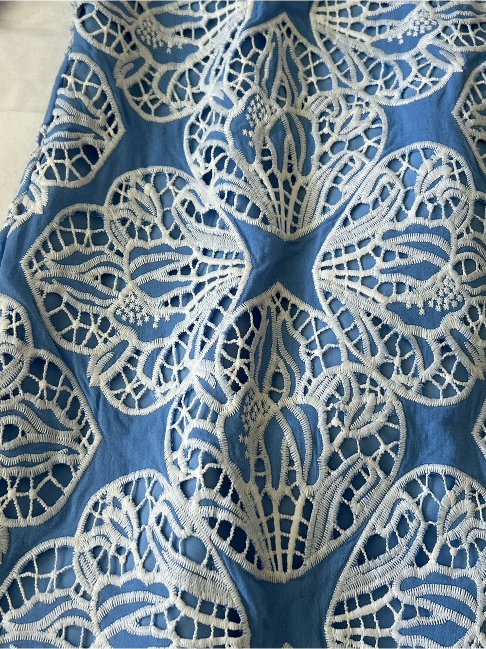 NWOT Boston Proper Size 8 Two Tone Lace Three Quarter Sleeve Blue & White Dress - Picture 14 of 14